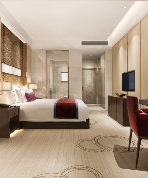 3d rendering modern luxury bedroom suite and bathroom